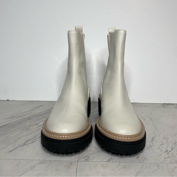 Open Edit Mya White Faux Leather Lug Sole Chelsea Boot 8M - Picture 2 of 15